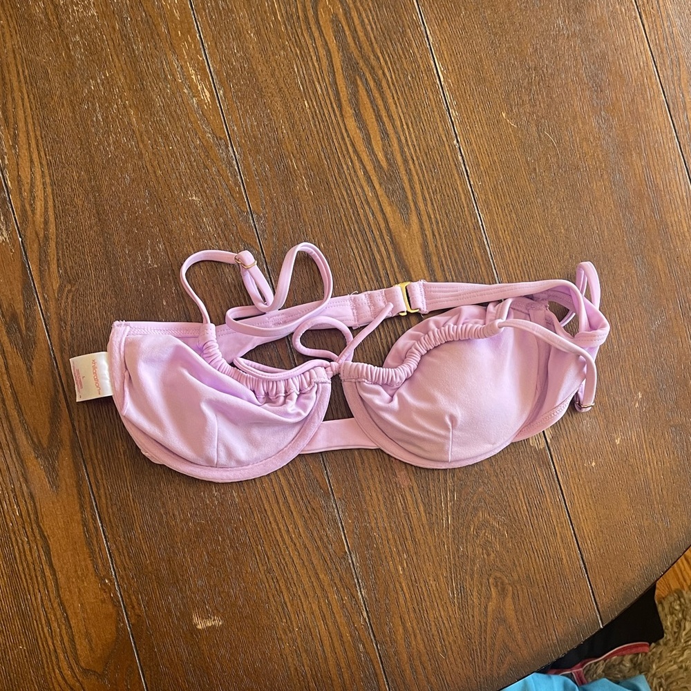 Size L Purple Xhiliration Underwire Tie Bikini Top
